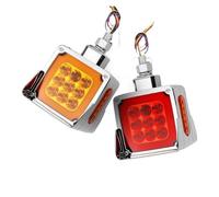 ZSHYTWE Luci Terzo Stop Paraurti anteriore con piedistallo faro stroboscopico a LED lampada lavoro a doppio lato 12/24V indicatore direzione quadrato 3 pollici(1pair Flash Light)