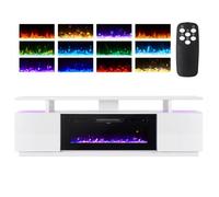 ZSJSM Console multimediale TV per Camino Elettrico 180 cm con archiviazione, Inserto per Camino a 92 cm e Telecomando, 12 Colori retroilluminazione a LED e 12 Colori di Fiamma, Temperatura Regolabile