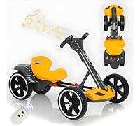 ZSJSM Electric Go Kart per Bambini, Carrello Go 6v × 2 Pieghevole con Modello di eversing, Pedale Go-Kart con Sedile Regolabile, Musica e luci e Telecomando, Carrello di Trasmissione a velocità 8