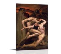 ZSJUMK Dante e Virgilio all'inferno William Bouguereau, tela da parete, impermeabile, resistente ai graffi, resistente ai raggi UV, elegante decorazione per casa e ufficio, design classico e moderno