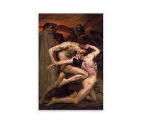 ZSJUMK Dante e Virgilio all'inferno William Bouguereau, tela da parete, impermeabile, resistente ai graffi, resistente ai raggi UV, elegante decorazione per casa e ufficio, design classico e moderno