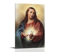 ZSJUMK Decorazione da parete in tela con il Sacro Cuore di Gesù Cristo, impermeabile, resistente ai graffi, resistente ai raggi UV, elegante, decorazione per casa e ufficio, design classico e moderno