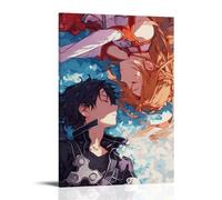 ZSJUMK Sword Art Online, tela da parete, impermeabile, resistente ai graffi, resistente ai raggi UV, elegante, decorazione per casa e ufficio, design classico e moderno, stile cornice, 50 x 75 cm