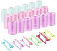 ZSLJSWDZ 18 bigodini per capelli 12 fermagli per capelli in coccodrillo, bigodini per capelli autoadesivi, fermagli per capelli in plastica, per donne ragazze.