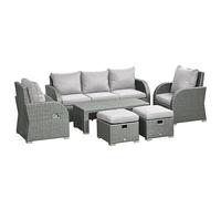 ZSLKDL Set di 6 pezzi per esterni in rattan con divano componibile e tavolino da caffè