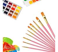 ZSMJAER Set di 10 Pennelli, Pennelli per Acquerelli e Dipingere Acrilico, Set Pennelli Pittura di Diverse Dimensioni, per Acquerellare le Matite Acquerellabili, le Tempere, Gli Oli, a Guazzo (rosa)