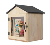 ZSMUSMT Scatola per biblioteca in legno, fai da te, quartieri, comunità e scuole che condividono letteratura e giornali