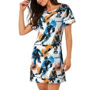 ZSOSIXDEAL Camicie da notte con stampa pied de poule in bianco e nero per le donne camicie da notte a maniche corte per dormire camicia da notte camicia da notte per le donne, Giocatori di hockey, XXL