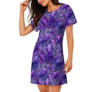 ZSOSIXDEAL Red Cherries (3) Stampa Camicie da notte per le donne Camicie da notte a maniche corte per dormire Camicia da notte Camicia da notte per le donne, Farfalle viola 1, XL