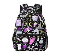 ZSOSIXDEAL Zaino casual messicano con teschio e scheletro floreale borsa per laptop zaino per scuola universitaria per bambini ragazzi ragazze adolescenti adulti viaggi, Magica strega gotica, L