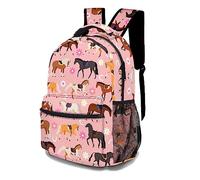 ZSOSIXDEAL Zaino casual per computer portatile con cavallo floreale zaino per scuola universitaria per bambini ragazzi ragazza adolescente adulto viaggio, Cavallo rosa., L