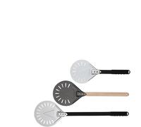 ZSREYFNB Pala per Pizza 1 Pz Pala Girando Pagaia Rotonda Strumento for Pizza Manico in Legno Accessori Forno 7 8 9 Pollici Pala for Pizza in Alluminio Antiaderente Pala Pizza Corta(7inch 55cm Metal)