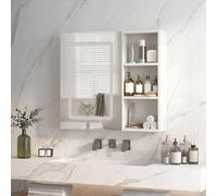 ZSSWSS Armadietto da bagno con specchio, 60 cm, sospeso, con ripiani regolabili, montaggio a parete con vano portaoggetti, moderno armadietto da parete per bagno, bianco