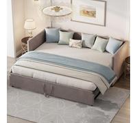 ZSSWSS Divano letto allungabile, 90/180 x 200 cm, in velluto con rete a doghe, letto per gli ospiti, letto matrimoniale per soggiorno, camera dei bambini, camera da letto, grigio