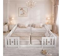 ZSSWSS Letto Montessori Doppio 2x90x200 in Legno Massello, Letto Bambini con Sponde di Sicurezza, Letto a Terra per Cameretta, Letto Bambini Montessori con Rete a Doghe, Bianco