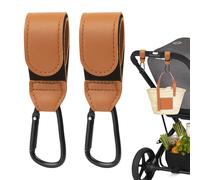 Zssxysm 2 Pezzi Ganci per Passeggino, Moschettoni per Carrozzina Universali in Pelle, Accessori Passeggino per Porta Borse Della Spesa, Cambio Bambino, Zaini, Mamma Pannolino Borsa (Marrone)