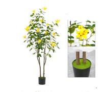 Zstar Alberi da fiore artificiale, grandi 150 cm, in vaso con fiori e foglie, per interni ed esterni, grandi piante artificiali realistiche in vaso per soggiorno, ufficio, feste