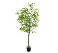 Zstar Albero di limone artificiale, 180 cm, grande pianta artificiale in vaso, tronchi e foglie realistiche, grande decorazione per interni ed esterni, soggiorno, balcone