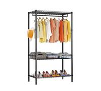 Zstar Appendiabiti autoportante, in metallo, portatile, per appendere vestiti, con 2 ripiani e 1 asta, 90 x 43,5 x 180 cm