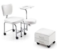 ZStyle POLTRONA PODOLOGICA PEDICURE ESTETICA MASSAGGIO PIEDE LETTINO mail unghie manicure (Bianco)