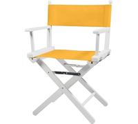 ZStyle Sedia da Regista Pieghevole in Legno, 90 cm di Altezza, 54 cm di Larghezza, 48 cm di Profondità, Nera (Fusto bianco - tela gialla)