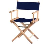 ZStyle Sedia da Regista Pieghevole in Legno, 90 cm di Altezza, 54 cm di Larghezza, 48 cm di Profondità, Nera (Fusto naturale - tela blu)