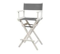 ZStyle Sedia Regista Sgabello Pieghevole Leggera Portatile Director Make Up per Hotel Ristorante Casa Veranda Bar Trucco in Legno di Faggio con Tessuto Alta Truccatrice (Fusto Bianco - Tela Grigia)