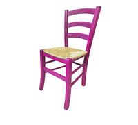 ZStyle Sedia Venezia Legno Colorata Ristorante Agriturismo Cucina Casa Paglia - Verde Blu Giallo Rosso (Fucsia)