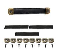 ZSUIQIN 4 Pezzi Maniglie per Mobili in Pelle, Maniglie Cuoio per Cassetti, Tiretti per Mobili Armadietti Cucina e Porta, con Viti, stile vintage per mobili, in pelle, per armadi, legno(nero)