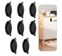 ZSUIQIN 8 Pezzi Maniglie Autoadesive,8,2 x 4,8 x 3,1 cm,per Cucina & Bagno | Plastica, Basta Staccare e Incollare, Resistente Allo Staccamento, Superficie Liscia, per Armadi & Porte in Vetro (Nero)