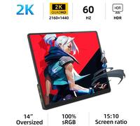 ZSUS 2160*1440 Monitor portatile da 14 pollici 2K 60HZ per laptop XBox PS4/5 Switch TV Box Telefono cellulare Estensione PC Mobile PM14A-2k