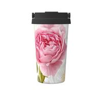 ZSUUGJ Bella rosa rose portatile in acciaio inox tazza da viaggio - Bicchiere termico per bevande calde e fredde con coperchio a prova di perdite, tazza da caffè per pendolari per ufficio, auto e