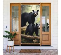ZSUUGJ Black Bears - Tenda per porta riutilizzabile per interni ed esterni, facile da appendere, decorazione per porte d'ingresso, per feste, compleanni e vacanze