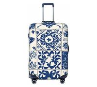 Zsuugj Blue Boho Tiles Marocco Floreale Viaggio Coperture Per Bagagli Per Valigie Elastiche Protettive Anti-Graffio Spandex Bagagli Adatto 18-32 Pollici Bagagli, nero, Small