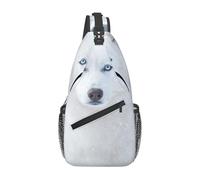 ZSUUGJ Blue Eyed - Borsa a tracolla con motivo husky bianco, borsa a tracolla da viaggio, escursionismo, per donne e uomini, nero, taglia unica, Nero, taglia unica
