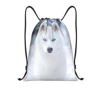 ZSUUGJ Blue Eyed White Husky Pattern Drawstring Zaino leggero palestra Sackpack per viaggi, fitness, yoga, spiaggia, Nero , S