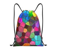 ZSUUGJ Colorato Tie Dye Stained Glass Pattern Drawstring zaino leggero palestra Sackpack per viaggi, fitness, yoga, spiaggia, Nero , S
