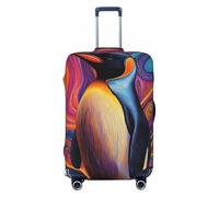 ZSUUGJ Copertura per bagagli da viaggio con pinguino astratto per valigia, elastica, antigraffio, in spandex, adatta per bagagli da 45 a 81 cm, nero, XL, Nero, X-Large