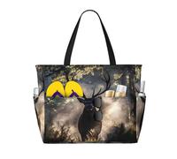 ZSUUGJ Deer Forest - Borsa da spiaggia extra large con tasche con cerniera, impermeabile, a prova di sabbia, per piscina, picnic, palestra e viaggi