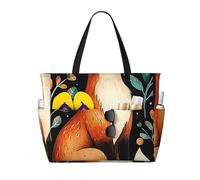 ZSUUGJ Fox Fall Forest - Borsa da spiaggia extra large con tasche con cerniera, impermeabile, a prova di sabbia, per piscina, picnic, palestra e viaggi