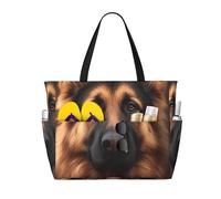 ZSUUGJ German Shepherd - Borsa da spiaggia extra large con tasche con cerniera, impermeabile, a prova di sabbia, per piscina, picnic, palestra e viaggi