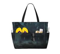 ZSUUGJ Gloomy Mansion Forest Scene Borsa da spiaggia extra large con tasche con cerniera - Borsa impermeabile a prova di sabbia per piscina, picnic, palestra e viaggi