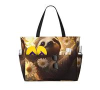 ZSUUGJ Hug Tree Bradipo borsa da spiaggia extra large con tasche con cerniera - Borsa impermeabile a prova di sabbia per piscina, picnic, palestra e viaggi