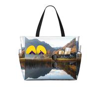 ZSUUGJ Lake District National Park Borsa da spiaggia extra large con tasche con cerniera - Borsa impermeabile a prova di sabbia per piscina, picnic, palestra e viaggi