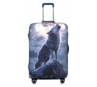 ZSUUGJ Lonely Wolf - Copribagagli da viaggio per valigie, elastico, antigraffio, in spandex, adatto per bagagli da 45 a 81 cm, nero, Medium