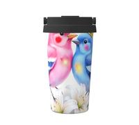 ZSUUGJ Love Birds Embrace - Tazza da viaggio portatile in acciaio inox, isolata, per bevande calde e fredde, con coperchio a prova di perdite, tazza da caffè adatta per pendolari, per ufficio, auto e