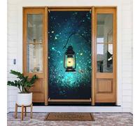 ZSUUGJ Lucciole e lanterna copertura per porta riutilizzabile banner tenda per interni ed esterni, facile da appendere decorazione per porte d'ingresso per feste, compleanni e vacanze