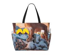 ZSUUGJ Panther Mountain Lion - Borsa da spiaggia extra large con tasche con cerniera, impermeabile, a prova di sabbia, per piscina, picnic, palestra e viaggi
