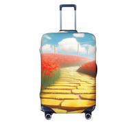 ZSUUGJ Papaveri Campo Giallo Mattoni Strada Viaggio Coperture Per Valigie Elastico Valigie Protector Anti-Graffio Spandex Baggage Covers Adatto 18-32 Pollice Bagagli, nero, Small