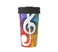 ZSUUGJ Tazza da viaggio portatile in acciaio inossidabile a tema musicale - Bicchiere termico per bevande calde e fredde con coperchio a prova di perdite, tazza da caffè per pendolari per ufficio